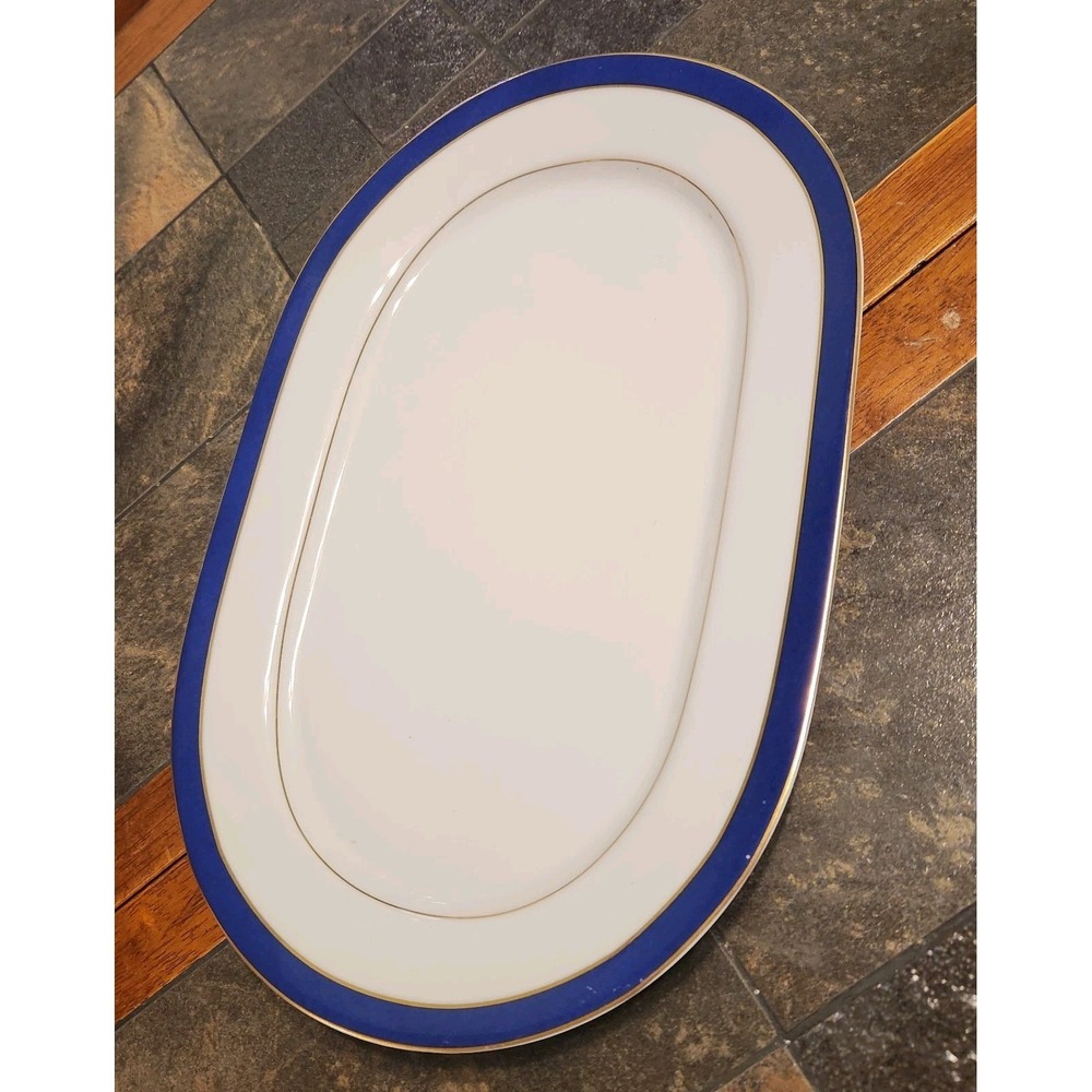 Sonata Poland Royal Vienna Coll Oval Porcelain 13.25" Platter Cobalt Blue Gold